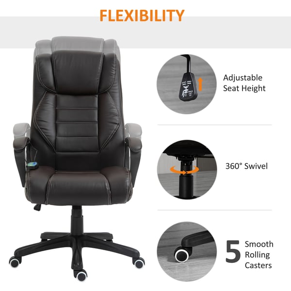 Kontorstol med massagefunktion, 64x74x112-120 cm, brun