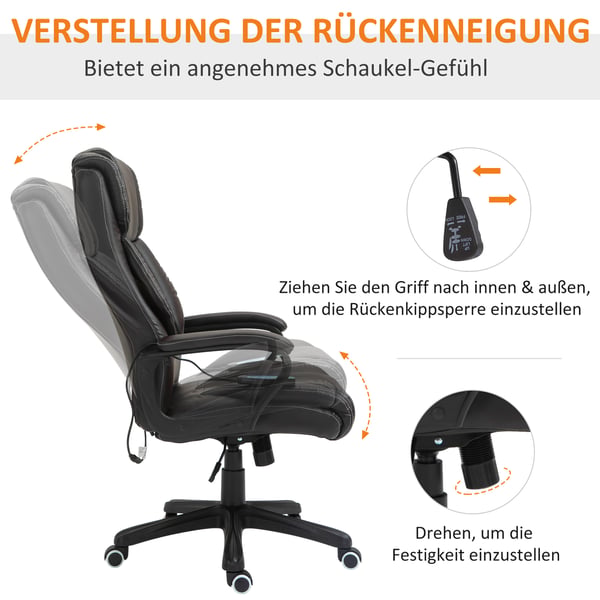 Kontorstol med massagefunktion, 64x74x112-120 cm, brun