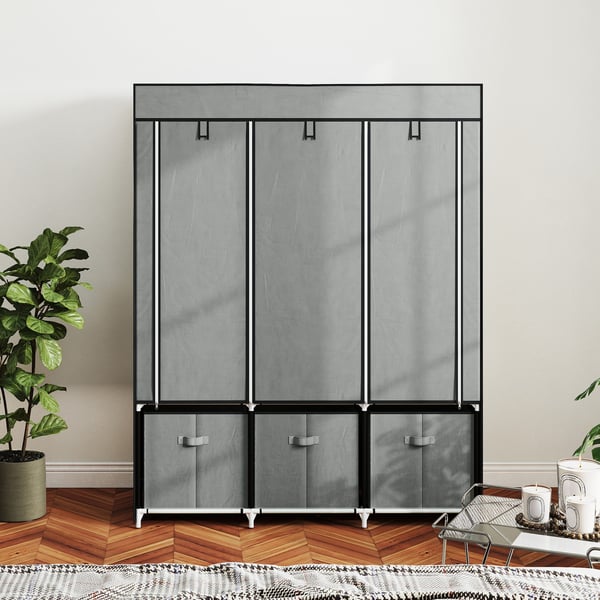 Kangasvaatekaappi, 125x43x162,5 cm, vaaleanharmaa