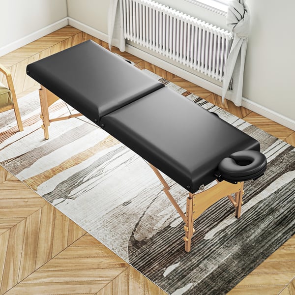 Hierontapöytä, 215x70x61-86 cm, Musta