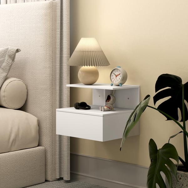 Flydende natbord, 39,8x35x31,6 cm, hvid