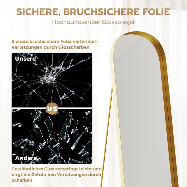 Fuld længde spejl, 50x6x160 cm, guld