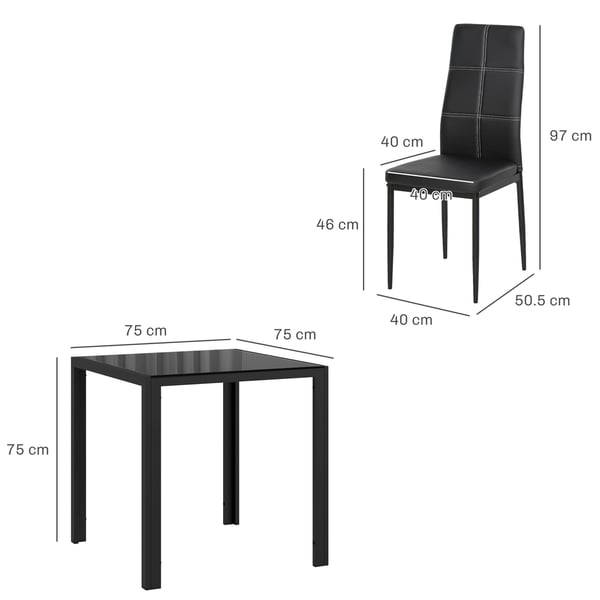 Matgrupp, 75x75x75 cm, svart