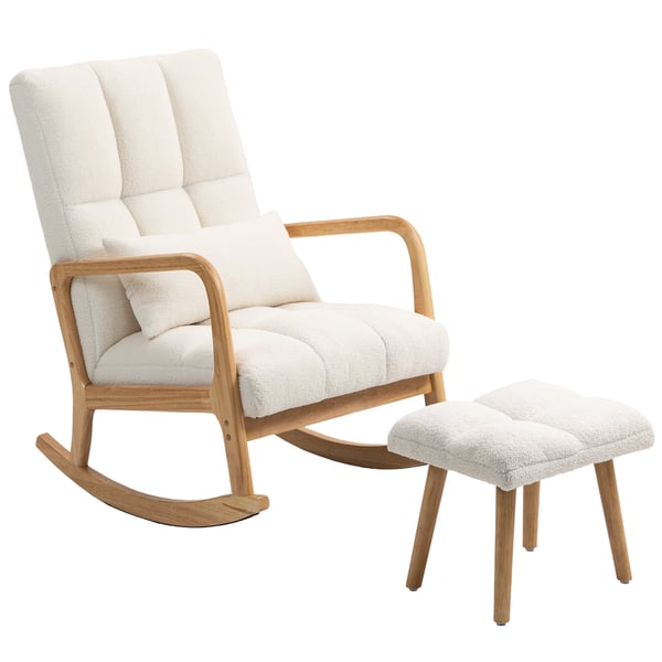 Gyngestol med skammel, 64,5x82x99 cm, hvid Gyngestol med skammel, 64,5x82x99 cm, hvid