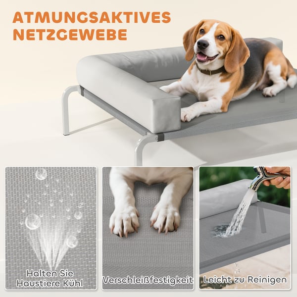 Utomhussäng för hund, 110x75x30 cm, Ljusgrå