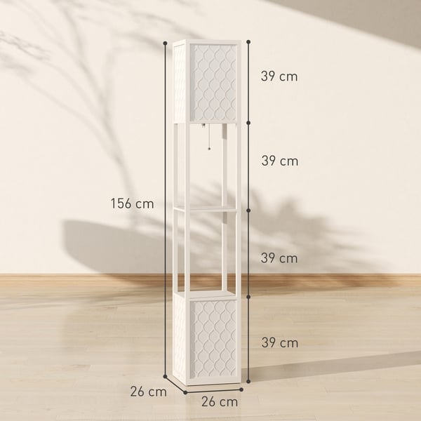 Gulvlampe, 26x26x156 cm, Grå Hvid