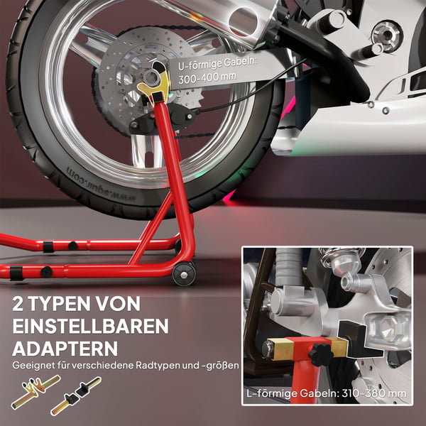 Motorcykelstativ sæt, 58,5x34,5x69 cm, Rød