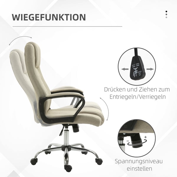 Kontorstol, 62x76x110-119 cm, Beige