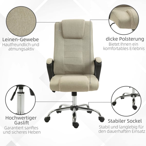 Kontorstol, 62x76x110-119 cm, Beige