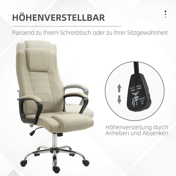 Kontorstol, 62x76x110-119 cm, Beige