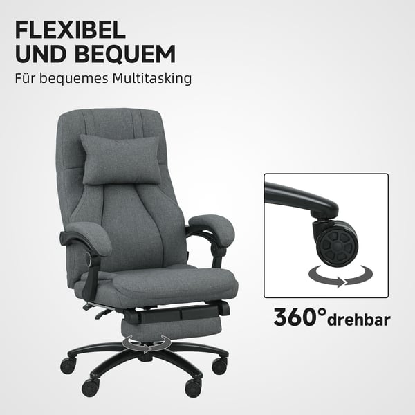 Kontorstol med massagefunktion, 64x74x109-117 cm, Mørkegrå