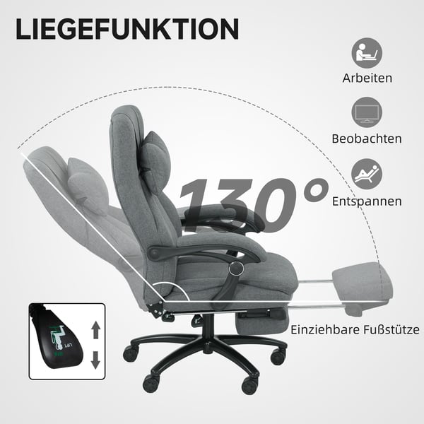 Kontorstol med massagefunktion, 64x74x109-117 cm, Mørkegrå