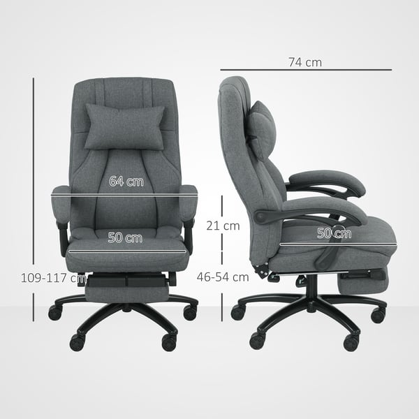 Kontorstol med massagefunktion, 64x74x109-117 cm, Mørkegrå
