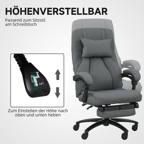 Kontorstol med massagefunktion, 64x74x109-117 cm, Mørkegrå
