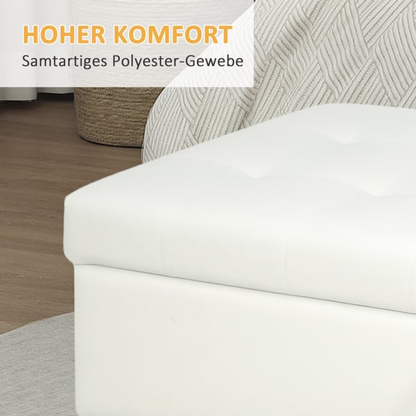 Opbevaringspuf, 115x50x43 cm, Creme