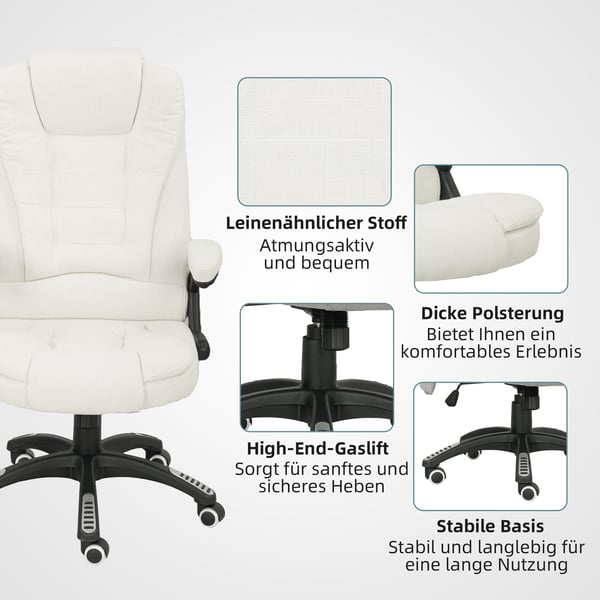 Kontorstol, 68x72x110-120 cm, Creme
