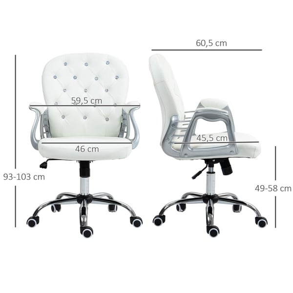 Kontorstol, 59,5x60,5x93-103 cm, Hvid