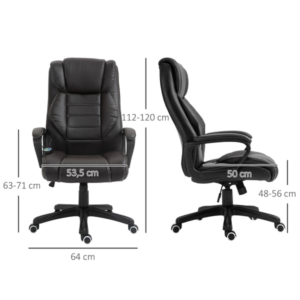 Kontorstol med massagefunktion, 64x74x112-120 cm, brun