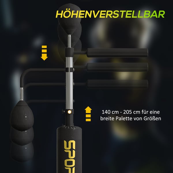 Boksestativ, 107x36x140-205 cm, Sort