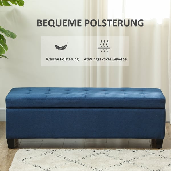 Opbevaringsbænk, 125,1x48,9x41,3 cm, blå
