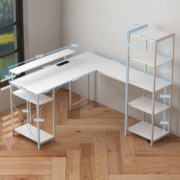 Gamingbord, 137x140x139,5 cm, Hvid