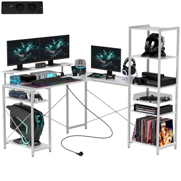 Gamingbord, 137x140x139,5 cm, Hvid