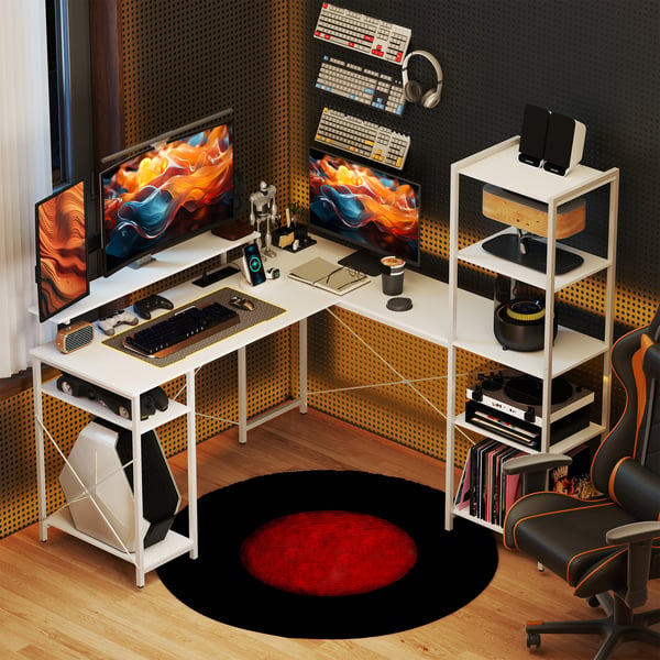 Gamingbord, 137x140x139,5 cm, Hvid