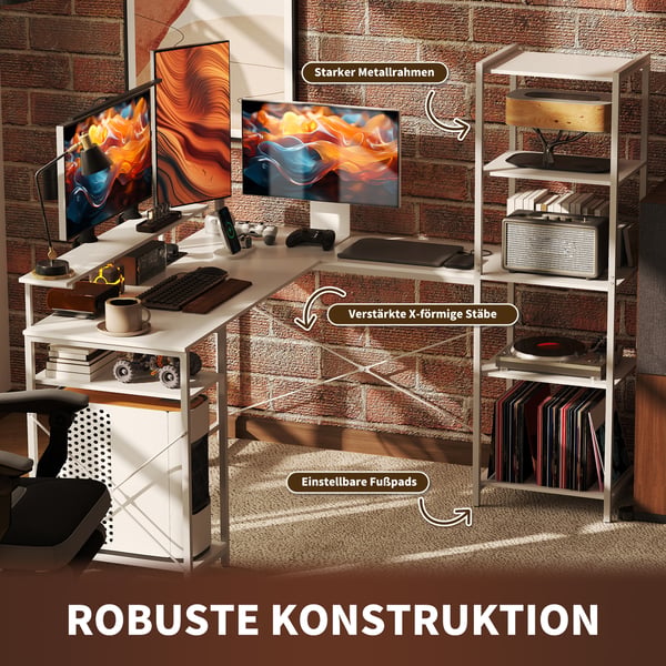 Gamingbord, 137x140x139,5 cm, Hvid
