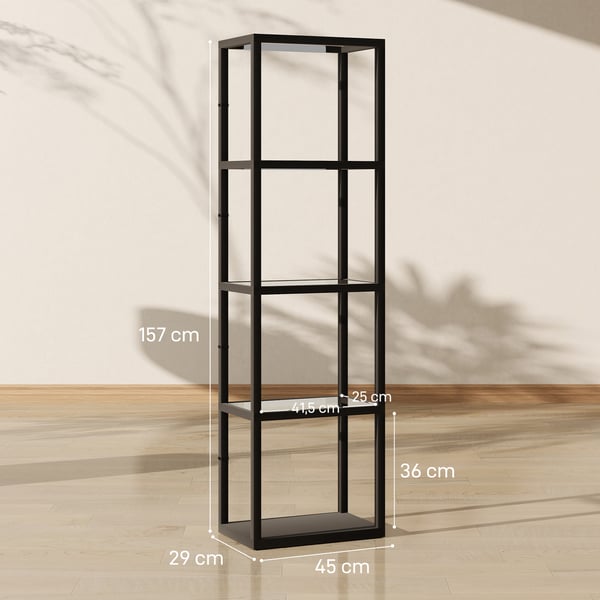 Gulvlampe med hylde, 45x29x157 cm, sort