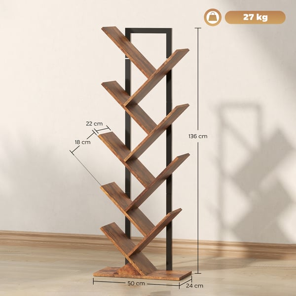 Bogreol, 50x24x136 cm, Brun
