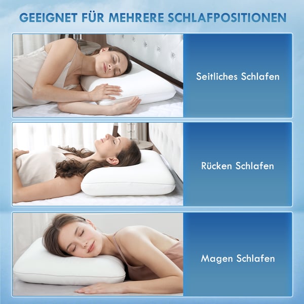 Memory Foam Pude, 60x40x10 cm, Cremehvid