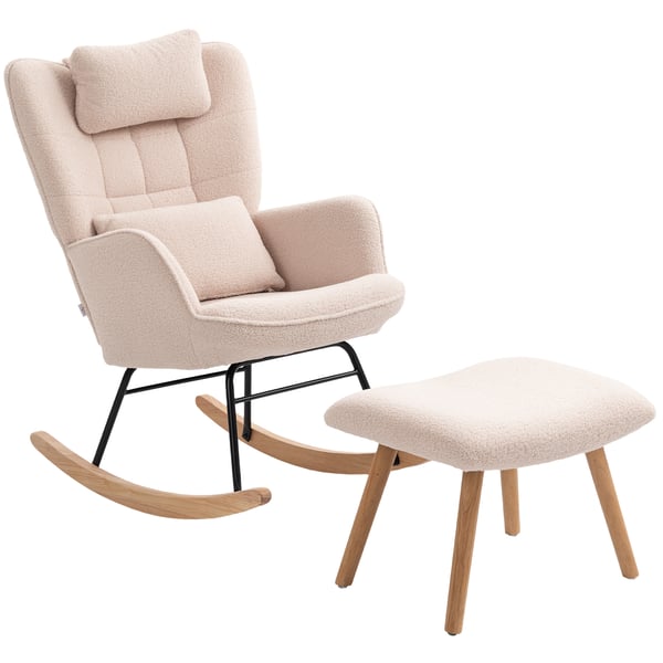 Keinuva tuoli jalkarahilla, 70,5x101,5x99,5 cm, beige