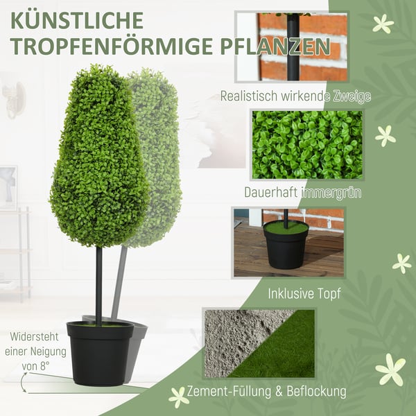Kunstig Plante, 2-delt Sæt, 90 cm, Grøn