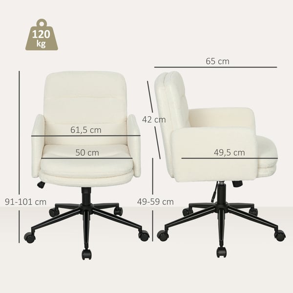 Toimiston tuoli, 61,5x65x91-101 cm, kerma
