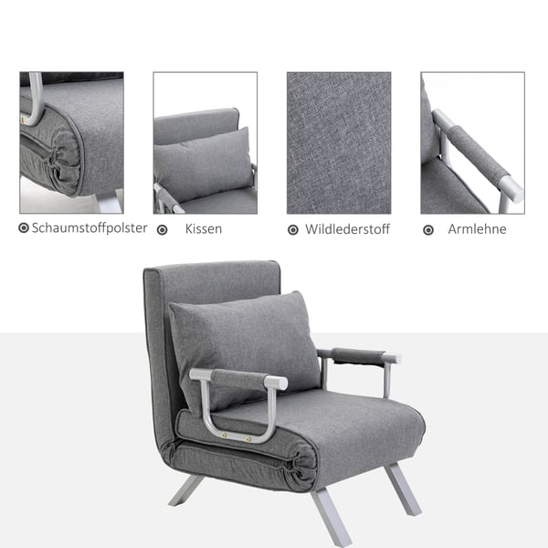 Fåtölj med reclinerfunktion, 65x69x80 cm, Grå