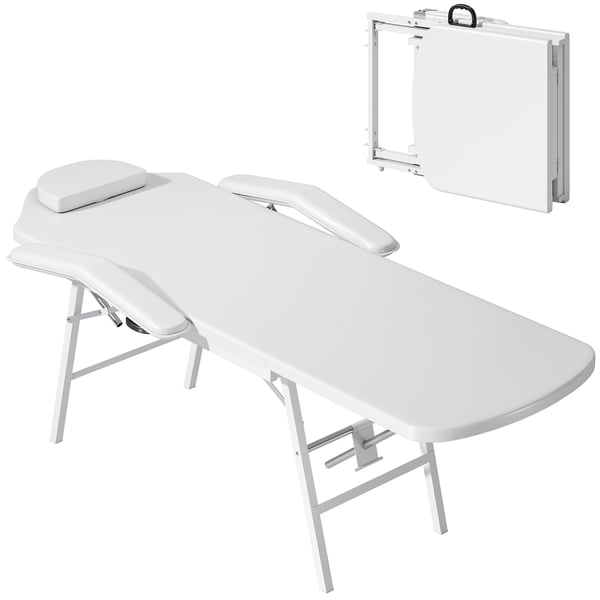 Bærbart Massagelbord, 182x82x68 cm, Hvid
