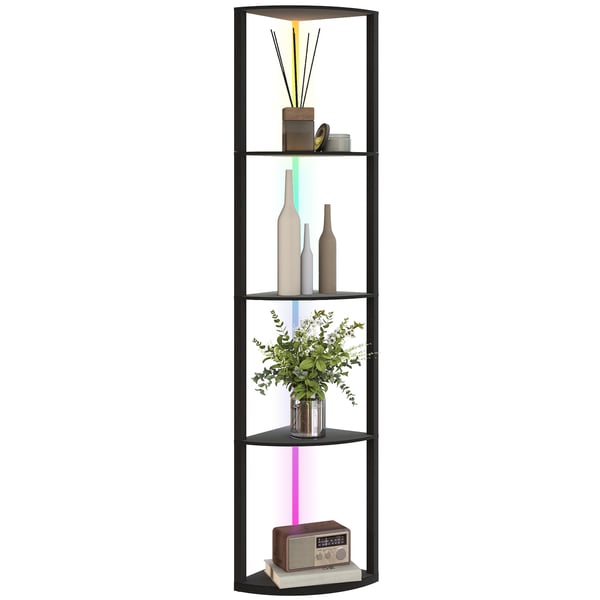 Gulvlampe med hylder, 42x29,5x163 cm, sort
