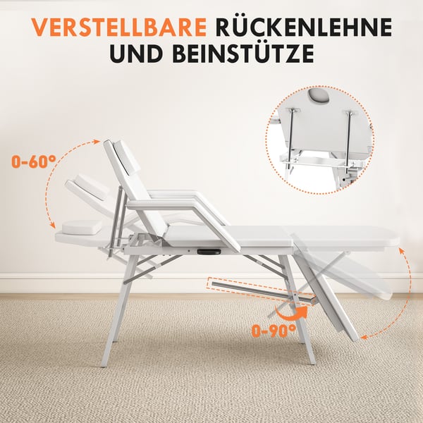 Bærbart Massagelbord, 182x82x68 cm, Hvid