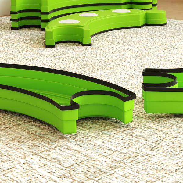 Balancebom, 6 buede segmenter, 48,5x12,5x7 cm, grøn, plast
