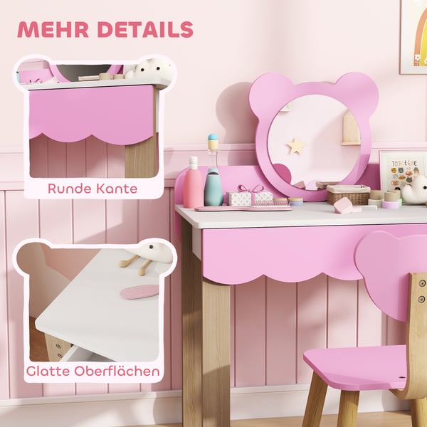 Pigesminkebord, 68x35x86 cm, Pink