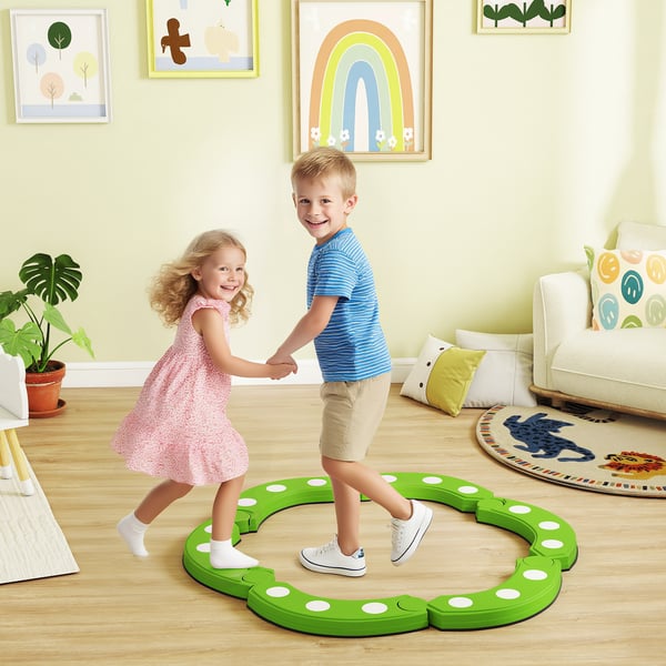 Balancebom, 6 buede segmenter, 48,5x12,5x7 cm, grøn, plast