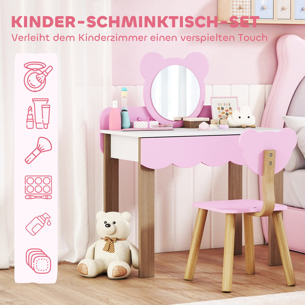 Pigesminkebord, 68x35x86 cm, Pink