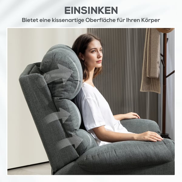 Lænestol med elektrisk løft og massagefunktion, 93x100x112 cm, grå