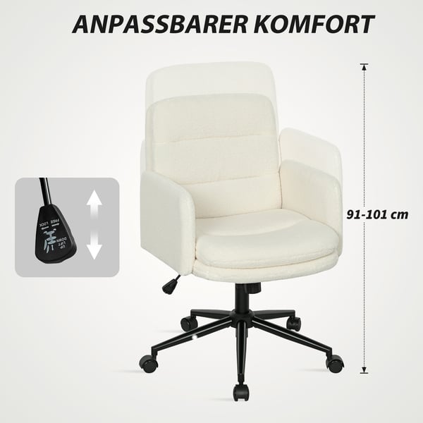 Toimiston tuoli, 61,5x65x91-101 cm, kerma