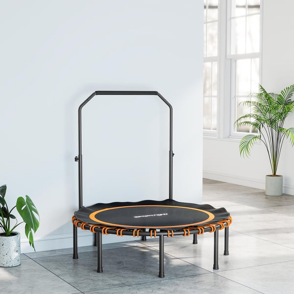 Kuntotrampoliini, 122x109-129 cm, oranssi, säädettävä käsikaide