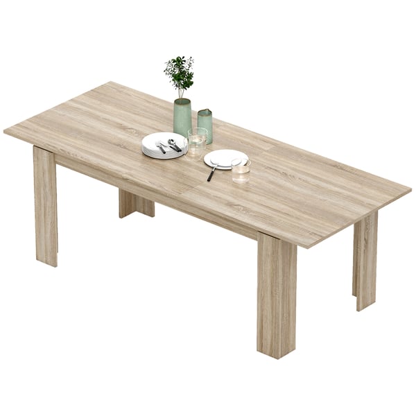 Udtrækkeligt Spisebord, 180x90x76,6 cm til 260x90x76,6 cm, Eg