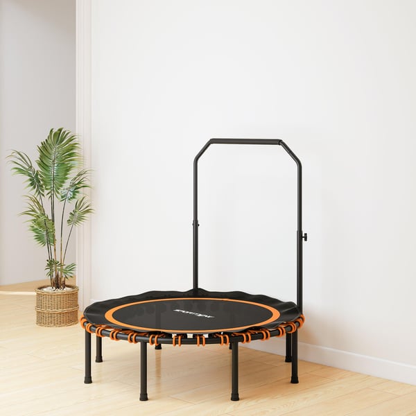 Kuntotrampoliini, 122x109-129 cm, oranssi, säädettävä käsikaide
