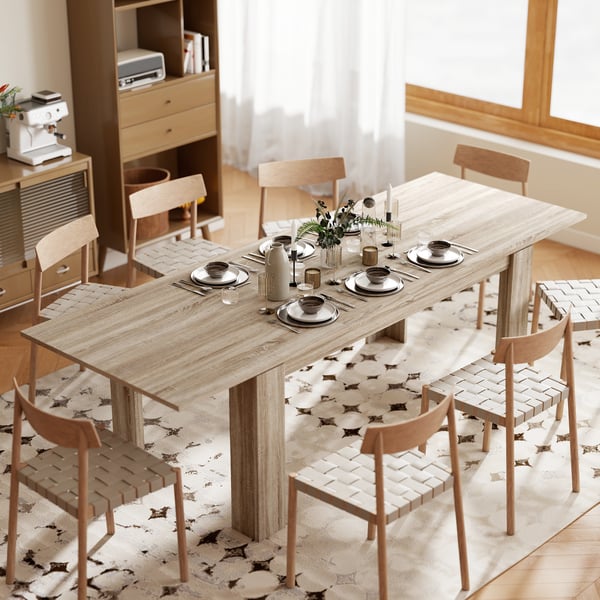 Udtrækkeligt Spisebord, 180x90x76,6 cm til 260x90x76,6 cm, Eg