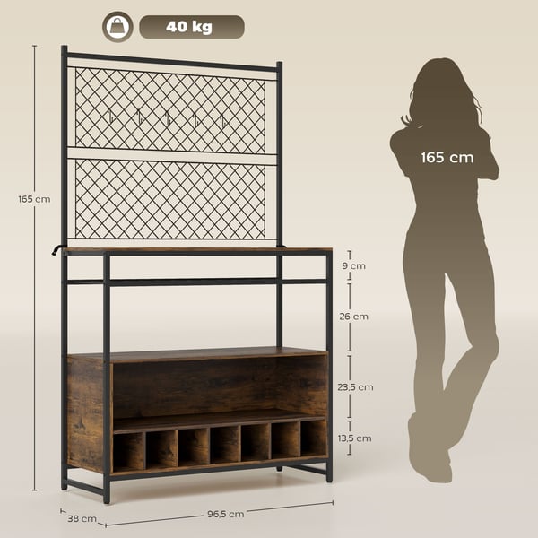 Køkkenhylde, 96,5x38x165 cm, Brun