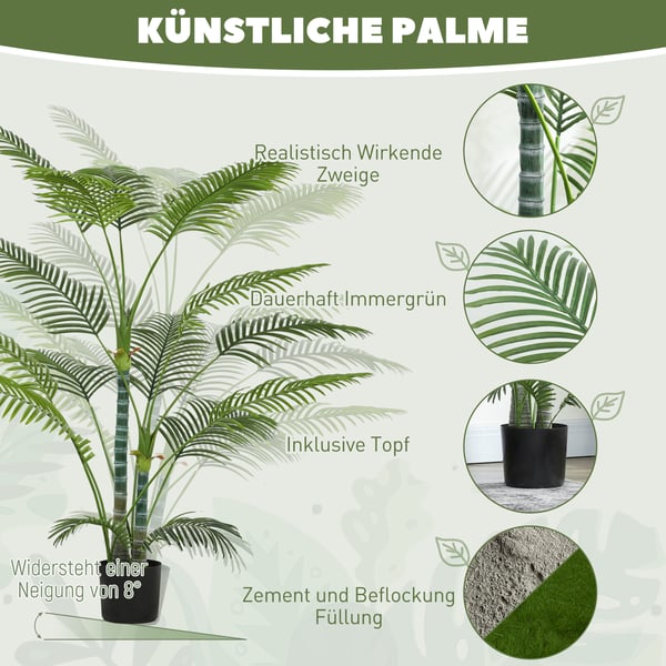 Kunstig palme, 20x17x175 cm, grøn